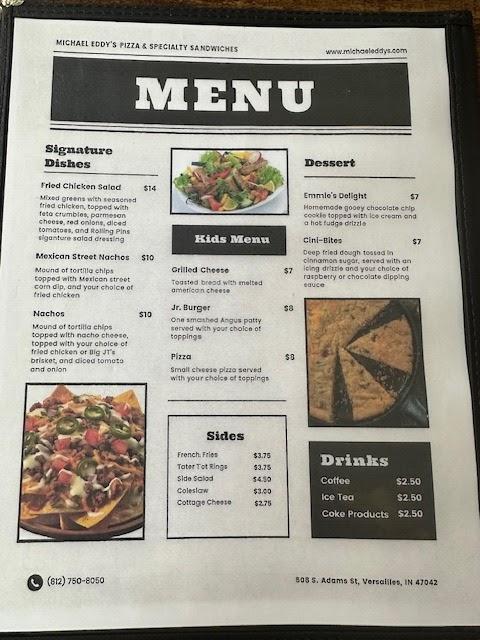 Michael Eddy's Pizza and Specialty Sandwiches Menu image 1